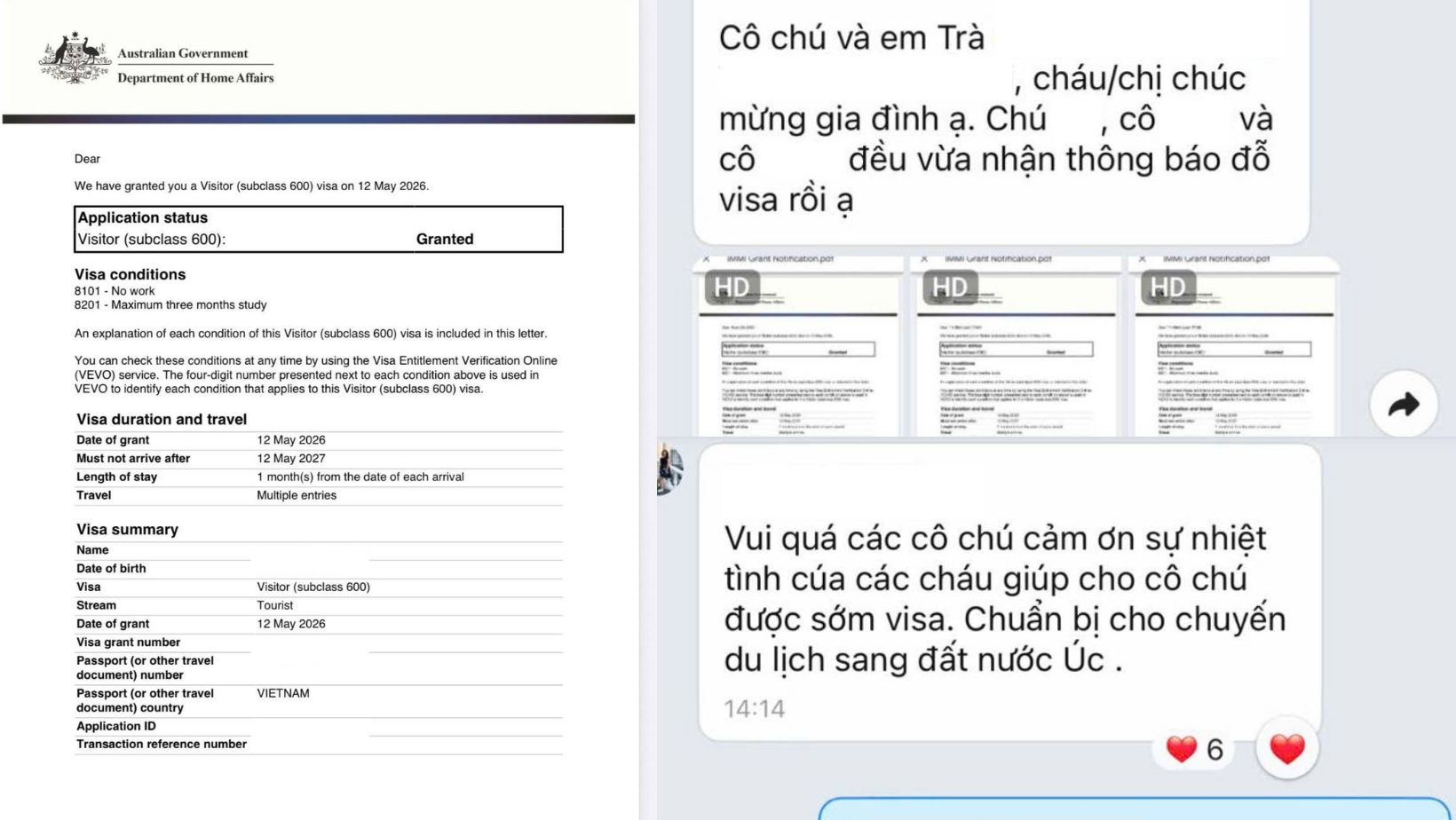 visa úc đoàn tụ