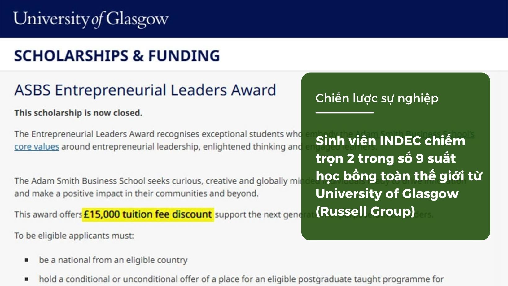 học bổng university of glasgow